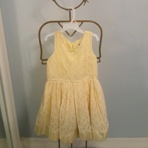 Girls pale yellow lace dress